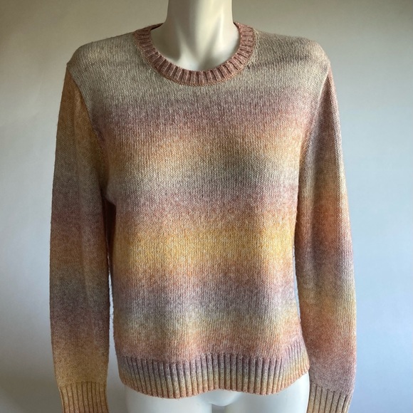 J. Crew Pink Beige Yellow Crew Neck Long Sleeve Pullover size M - Picture 3 of 14